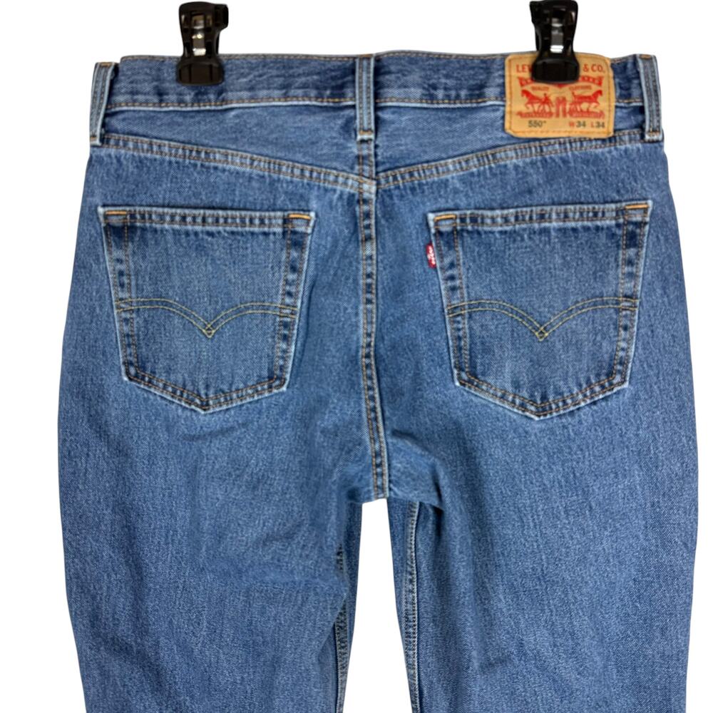 Levi's 550 Jeans Men 34x34 Blue Denim Distressed High-Rise Relaxed Fit Straight - Picture 3 of 15